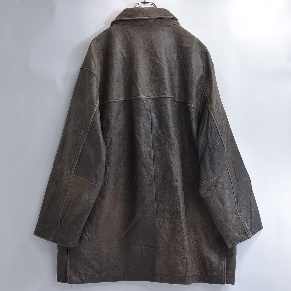 雰囲気系 90~00s Eddie Bauer レザー カーコート 本革 ハーフ 雰囲気系 90~00s Eddie Bauer レザー カーコート 本革 ハーフ