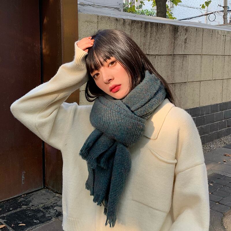 オータムウィンターカラーニットスカーフ レディース 秋物 冬物 ブラック・アイド・ピーズ77470295318