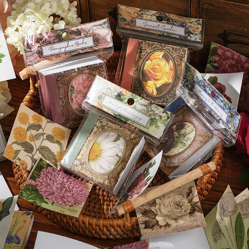 Z22 素材本 素材紙 100枚 50デザイン 花 カラー別 レトロ メモ帳