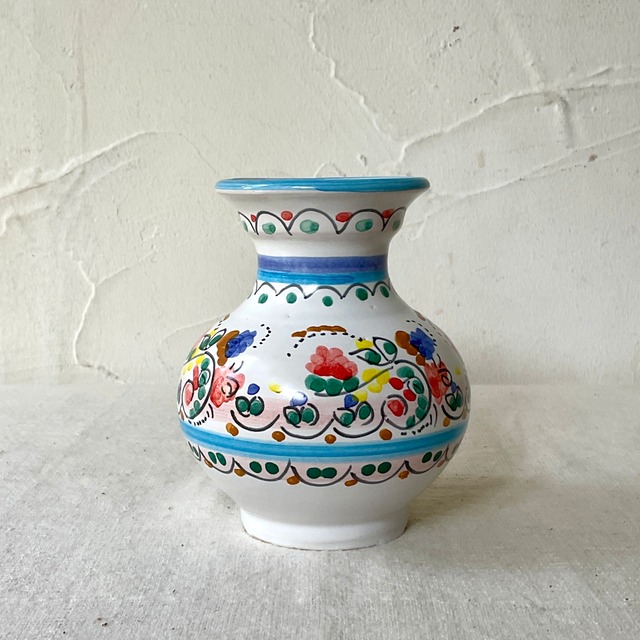 【スペイン陶器】陶器の花瓶(水色)