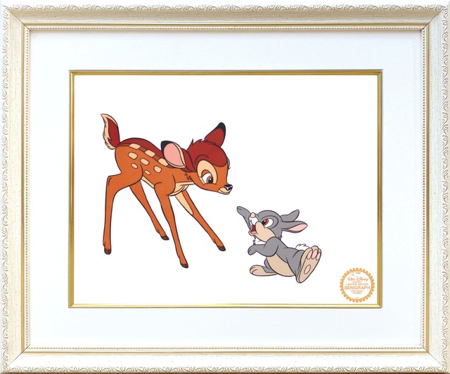 ディズニー・セル画「バンビ&とんすけ」額縁2種選択可 展示用フック付 インテリア アート Disney セル画 絵画