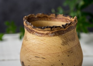 クヌギ材 花器 1（グリーンウッドターニング・鉢カバー・木製花器）／Canaria Wood Works