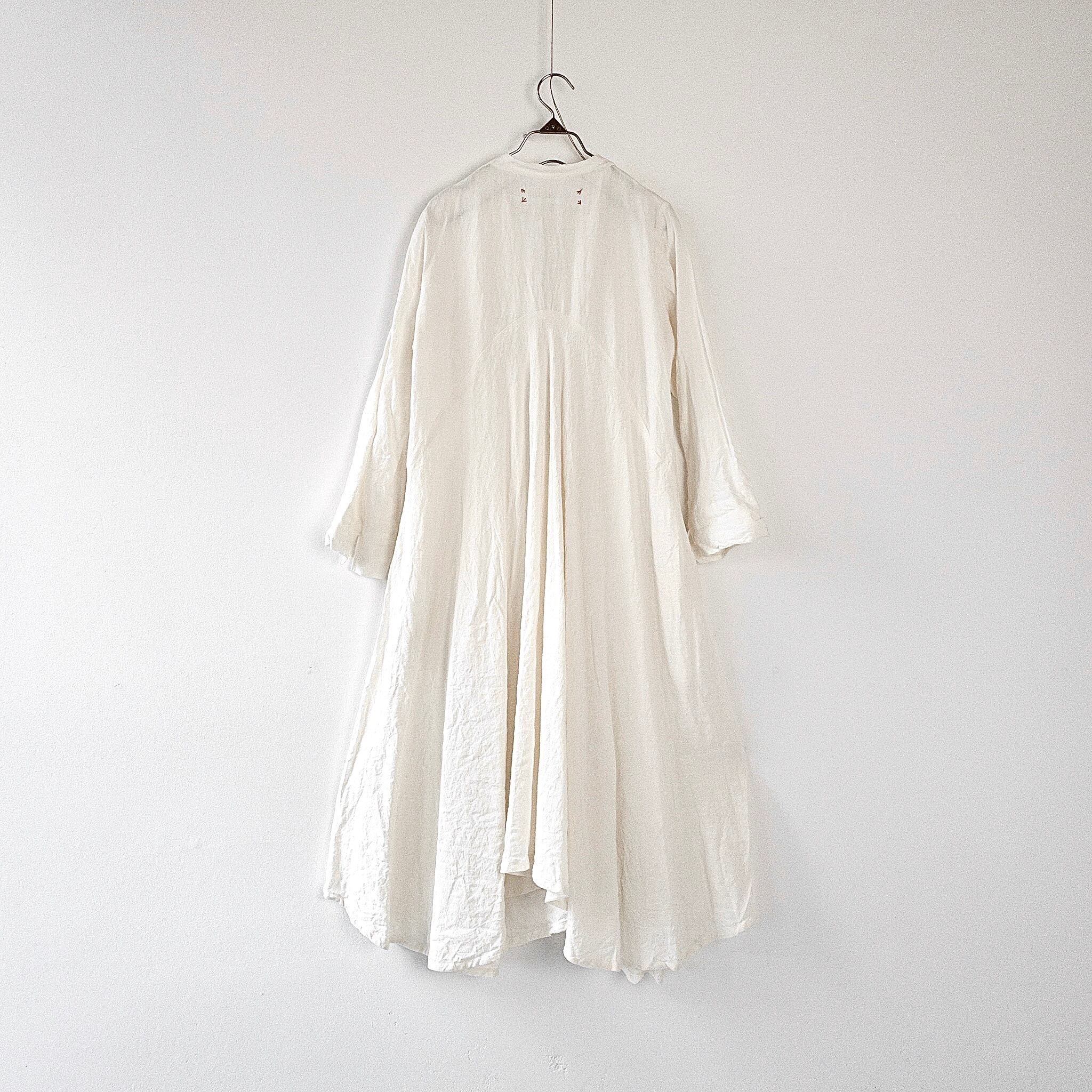 小間使いリネンワンピース（衿付）col.Off White | リネン服とオーロラ