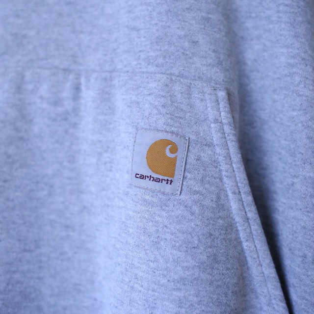 "Carhartt" sleeve logo printed super over silhouette light gray sweat parka