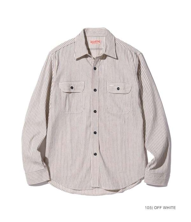 SUGAR CANE Lot No. SC29146 / DOBBY STRIPE WORK SHIRT (LONG SLEEVE)