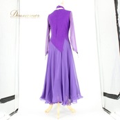 社交ダンス 衣装 スタンダード ドレス ワンピース レッスンウェア パーティドレス un×2 紫 パープル系 スパンコール 蝶 長袖 チョーカー レース スカート 二重 ふんわり 大人 バイオレット 踊りやすい おしゃれ ドレスアップ セクシー デザイン ハンドメイド 高品質 軽量 柔らかい おすすめ