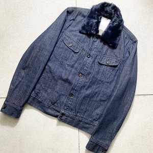 MAISON MARTIN MARGIELA ⑭ denim trucker jacket with fur