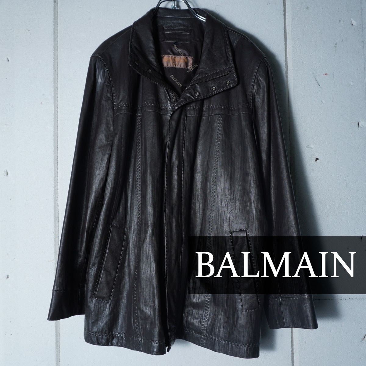 【BALMAIN】バルマン ラムレザージャケット black | ブランド古着屋 Jesus Judas（ジーザス ジューダス）