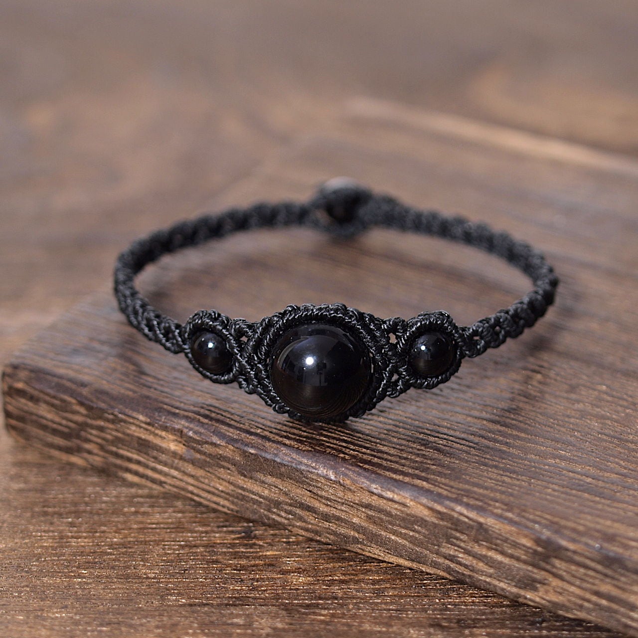 【限定】モリオン12ミリ玉+モリオン6ミリ玉マクラメブレスレット