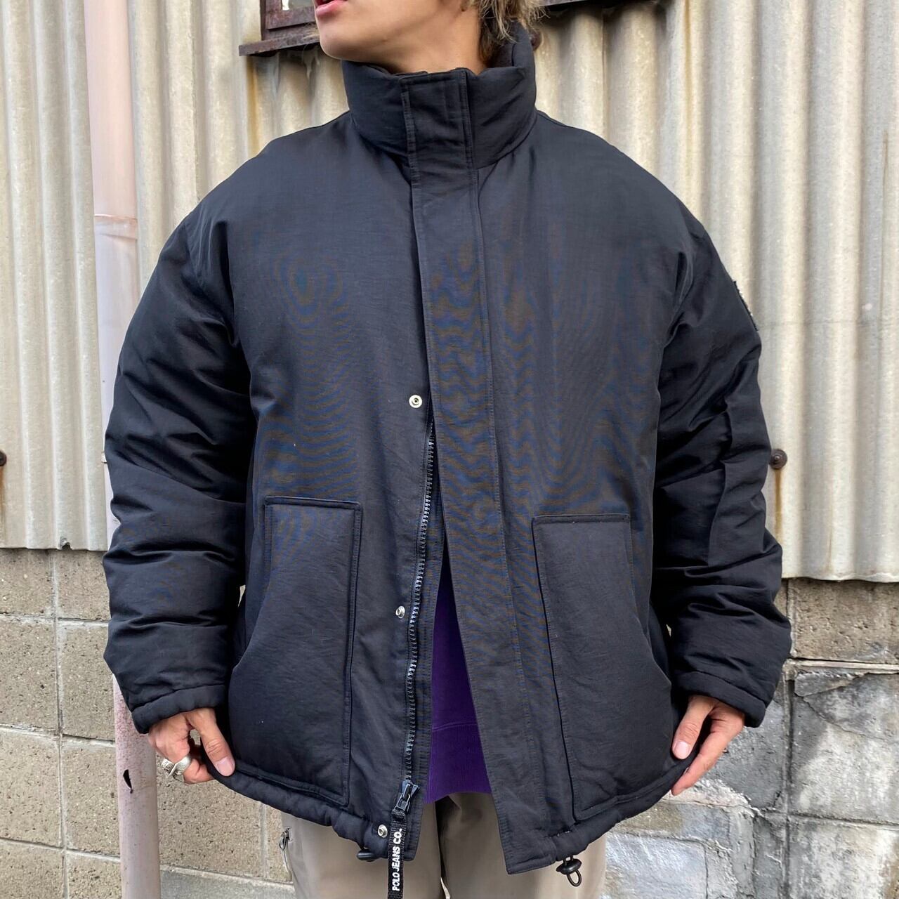 Polo Jeans Ralph Lauren ポロジーンズ ラルフローレン ダウンジャケット メンズxl 古着 ブラック 黒 ブルゾン ジャケット Vtg Cave 古着屋 公式 古着通販サイト