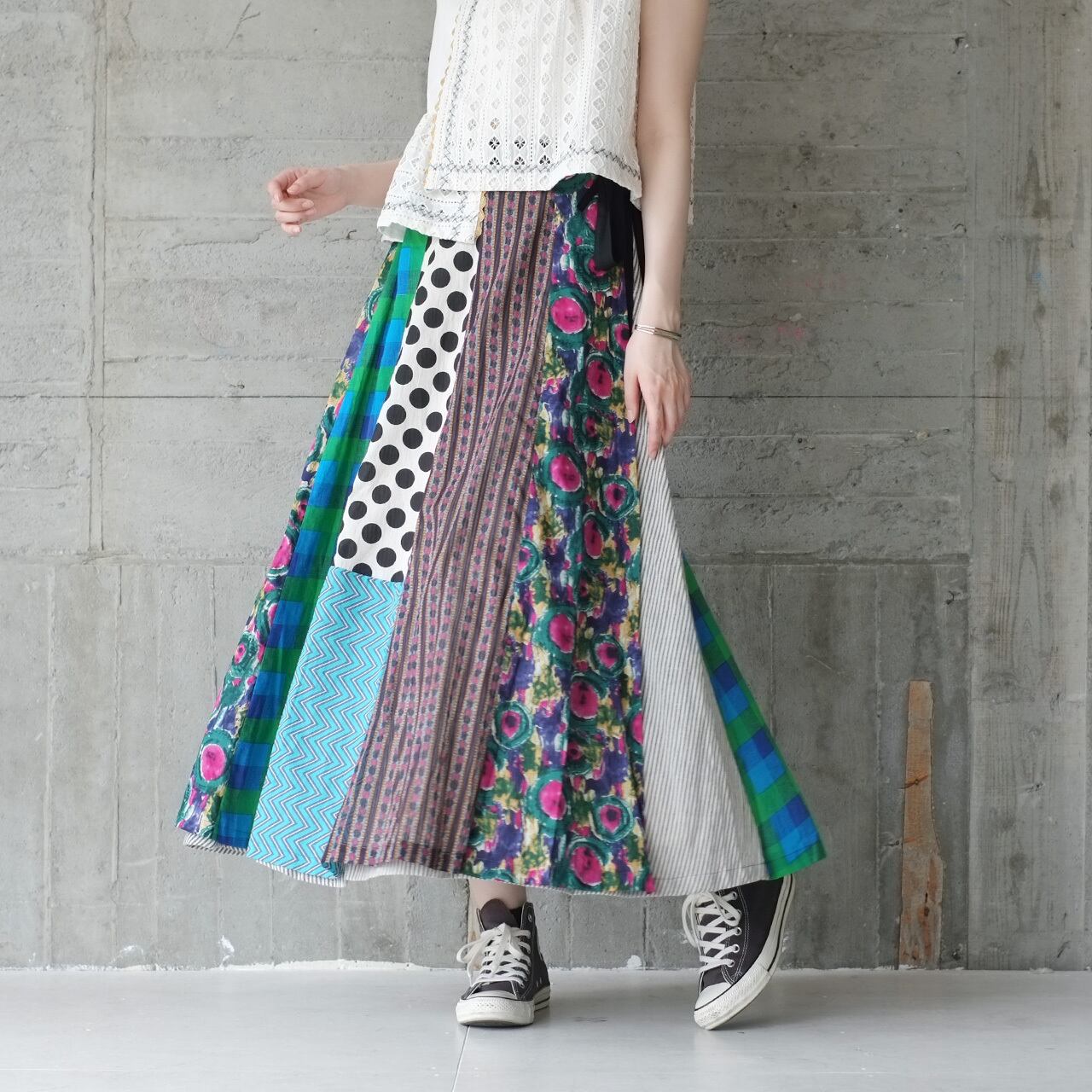 装いに彩りを♪ラップパッチワークスカート(22s-23)パターンA ver3