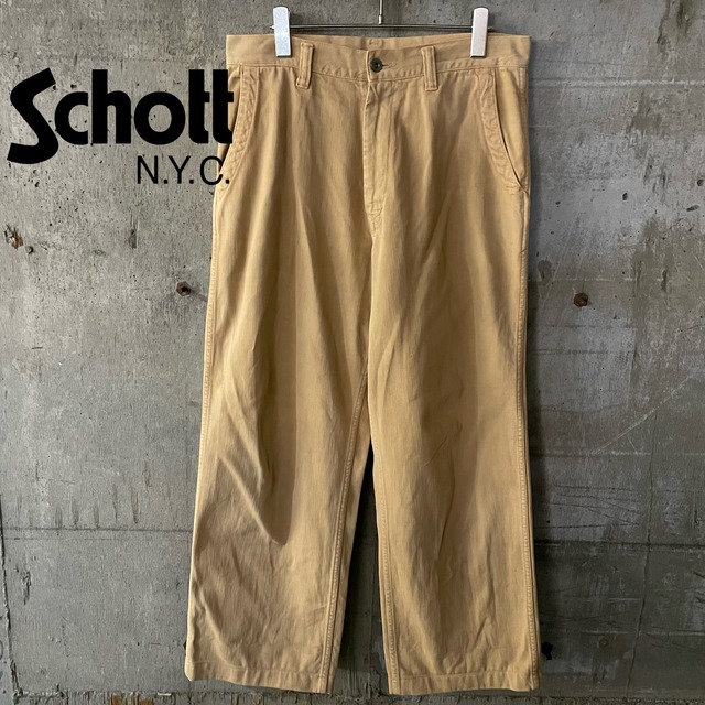〖Schott〗beigecolor wide straight denim pants/ショット ベージュカラー ワイド ストレート デニム パンツ/lsize/#0418