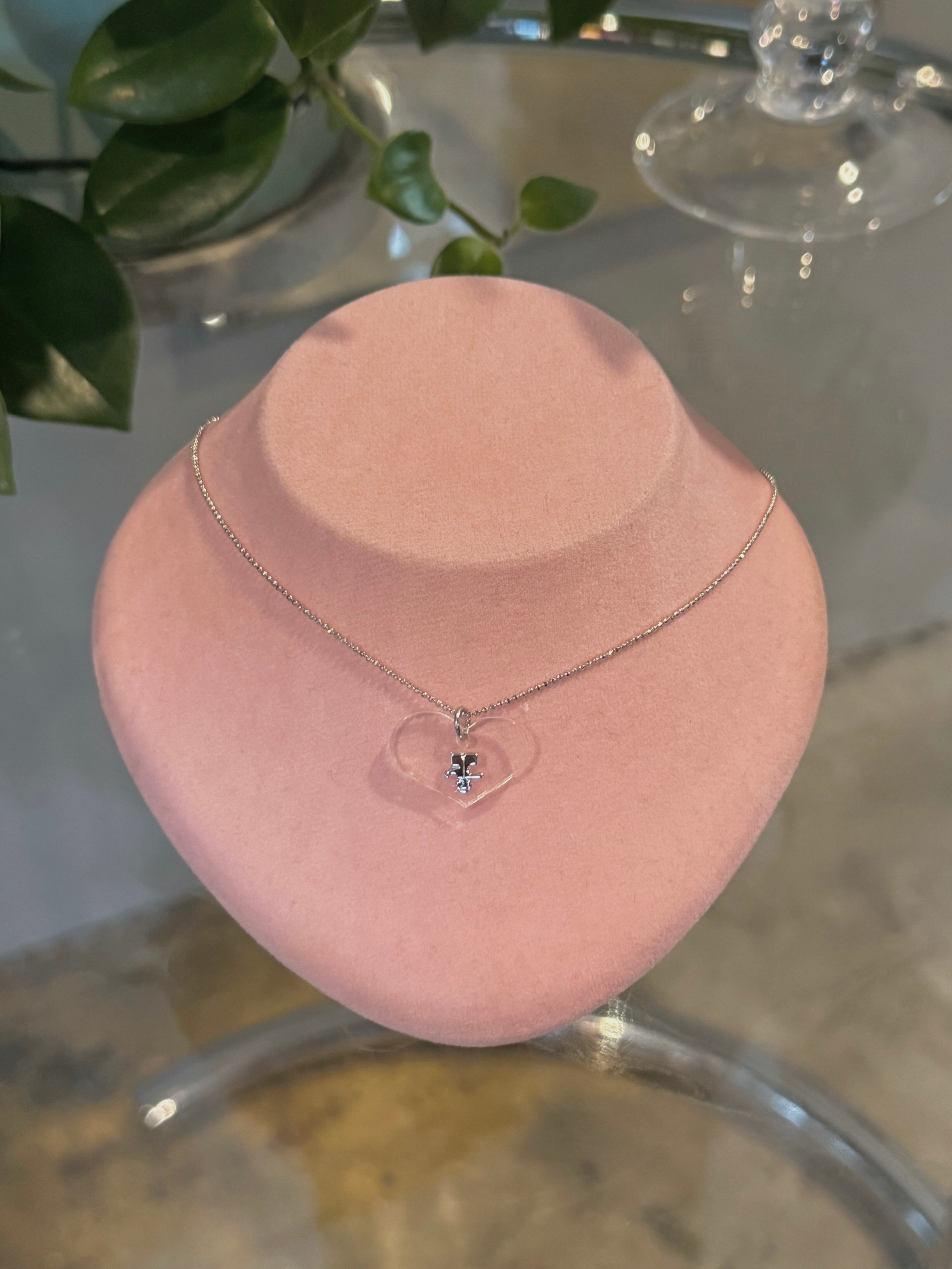 Courrèges clear heart logo necklace