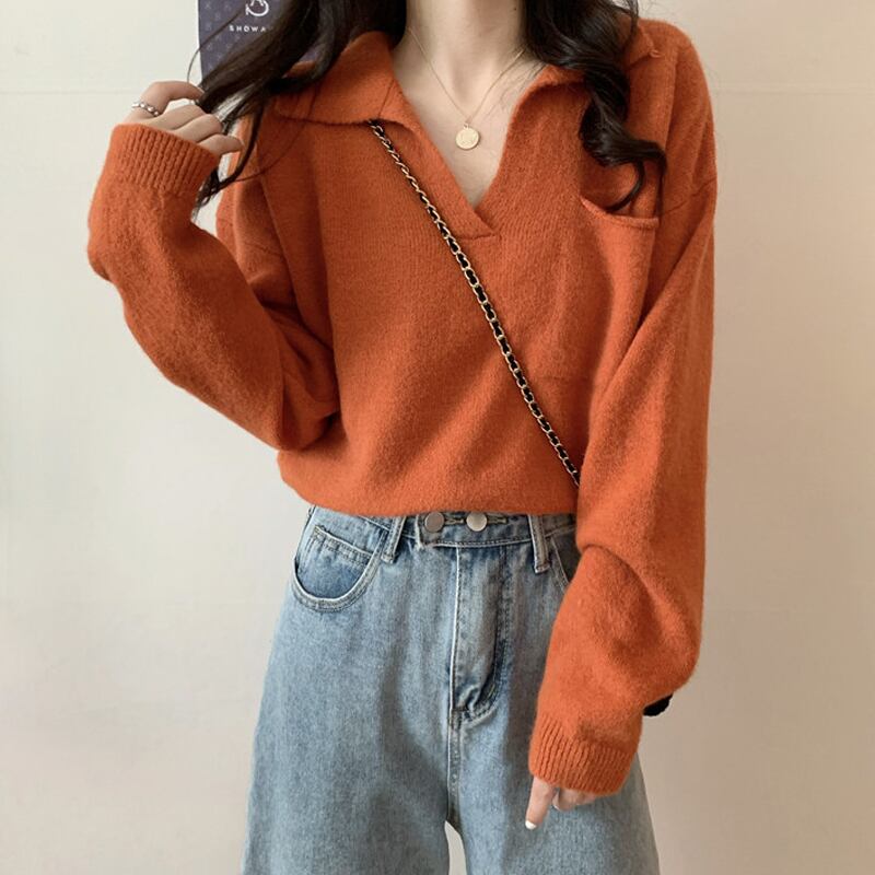 オータムウィンタールーズVネックセーター 薄手トップス ロング 秋物 冬物 試着室66444507795