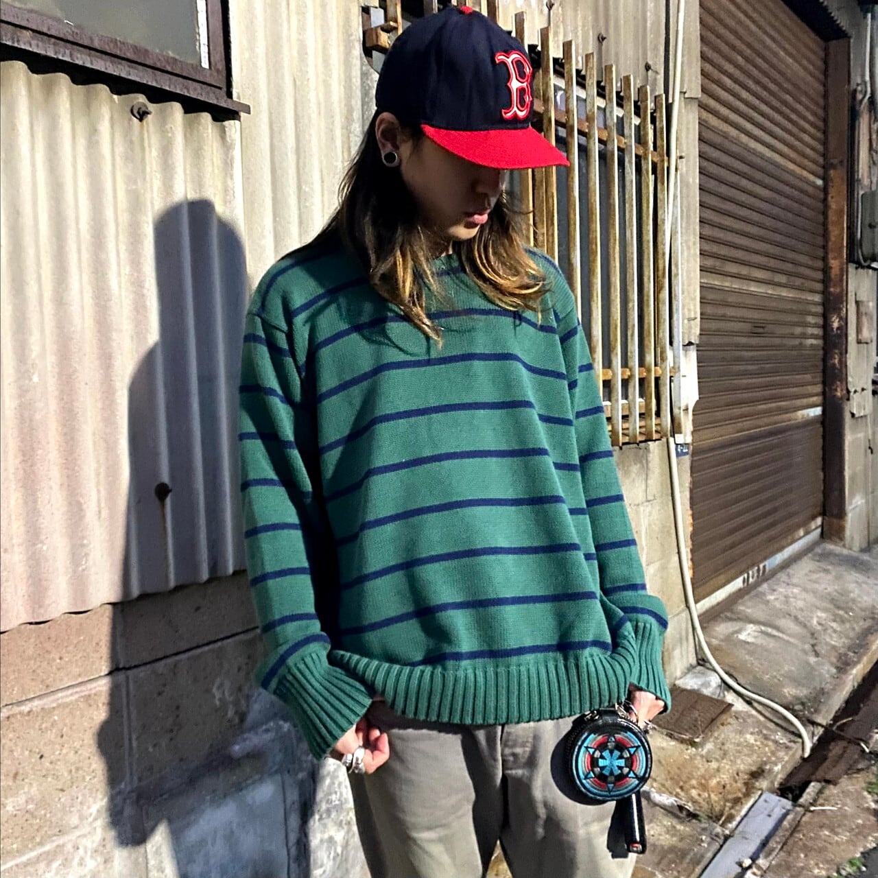 とティーム 限られた 灰 緑 ボーダー メンズ Kdmk Jp