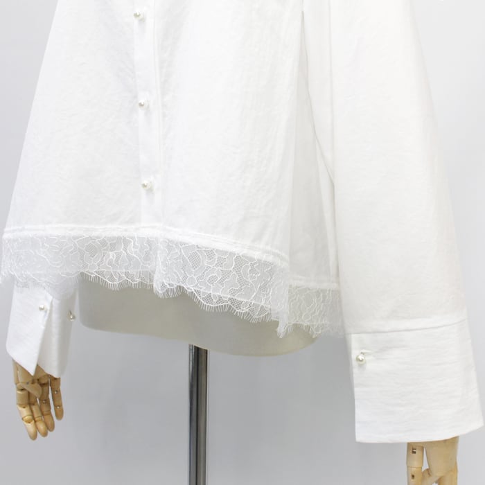 MARILYN MOON マリリンムーン pearl hem lace flare shirt 4264-170