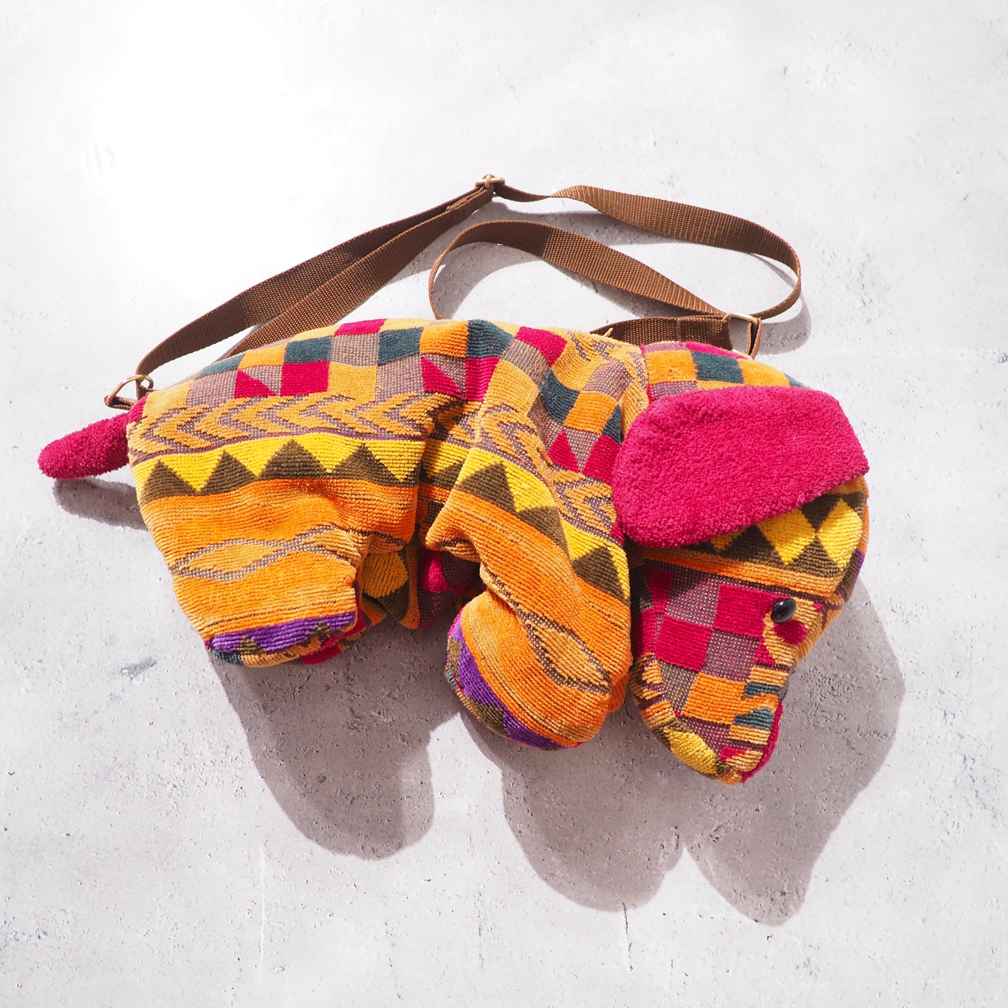 1990s Colorful ethnic Dachshund vintage shoulder Bag