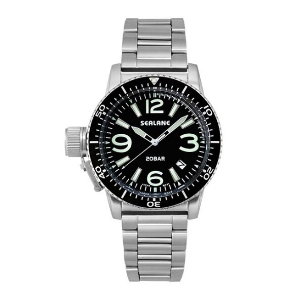SUN FLAME SEALANE サンフレイム シーレーン 20気圧防水 アナログ ブラック メンズ腕時計 SE57-MBK