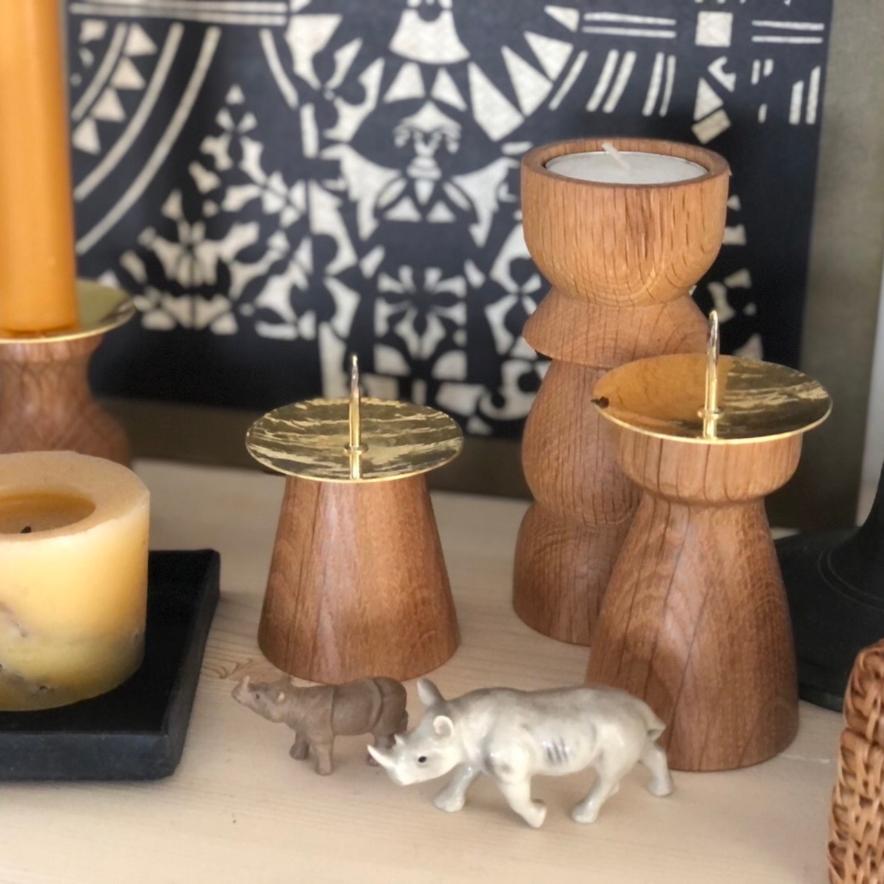 キャンドルホルダー針型《ウォルナット/ 6cm》&キャンドル2本付き