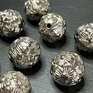 【2個】メタル風サークルフラワーアクリルビーズ/スペーサー/プラスチック/CCB/樹脂