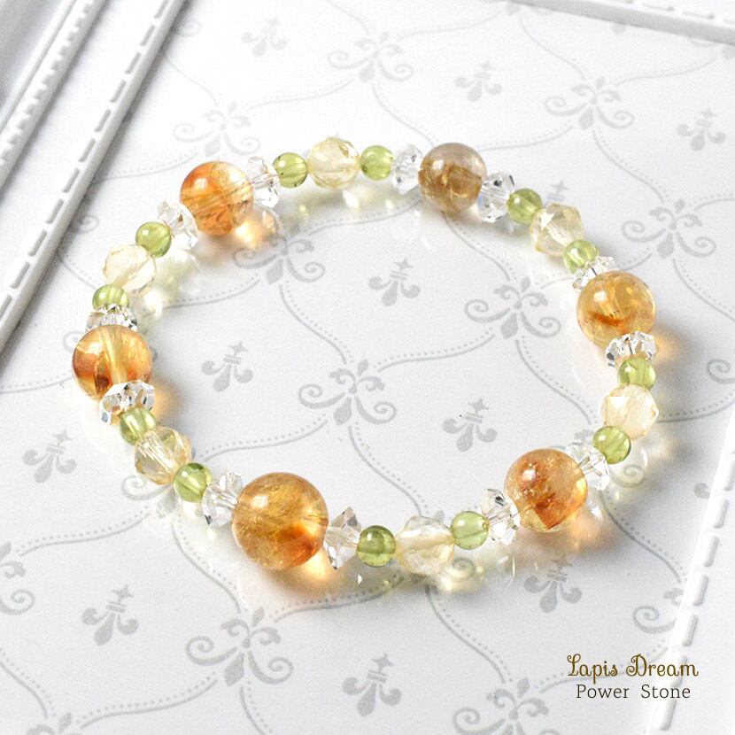 良好な人間関係を築いて、お金の運気も上げるお守り | シトリン、ルチルクォーツのパワーストーン ブレスレット