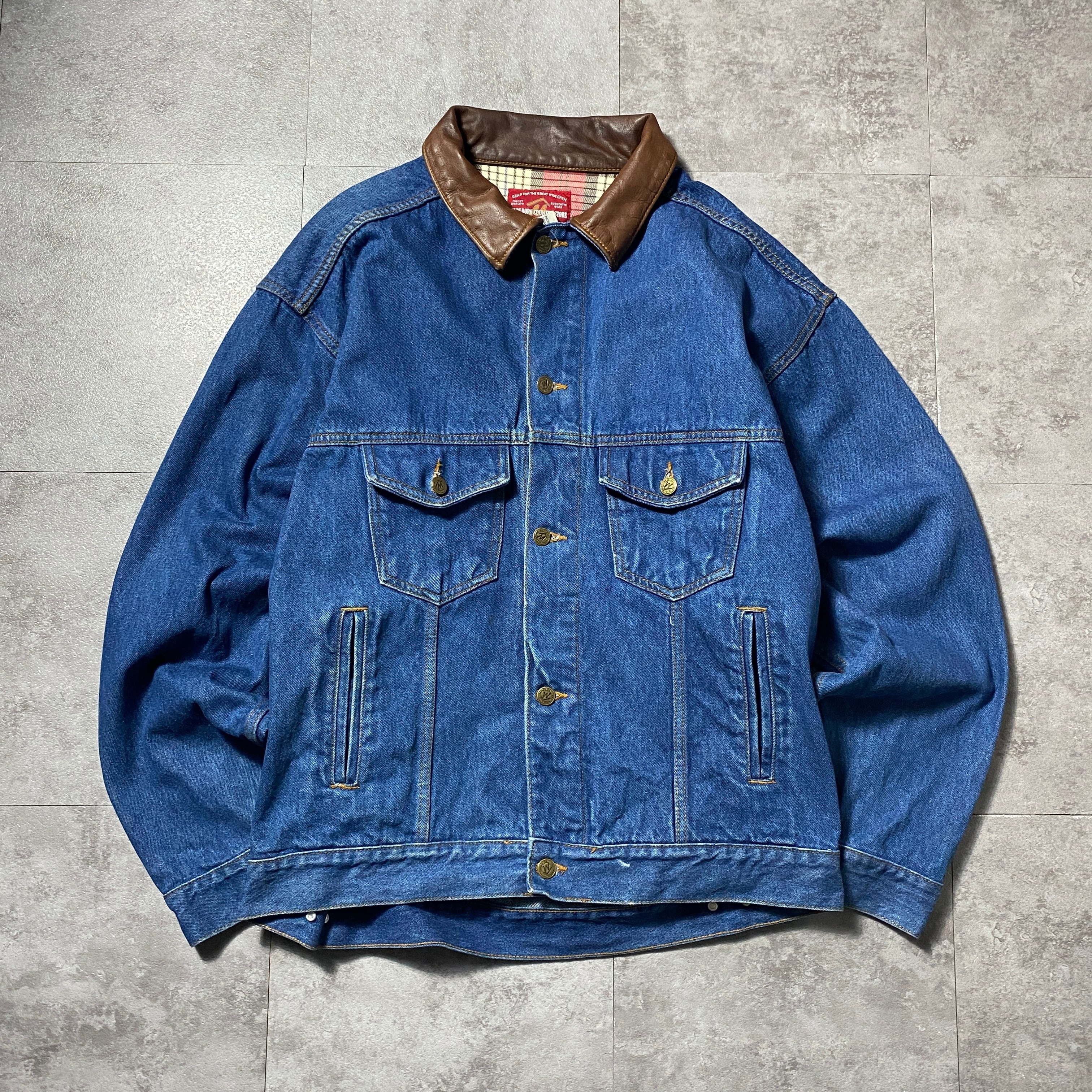 Size.XL】90's Marlboro マルボロ レザー襟 デニムジャケット