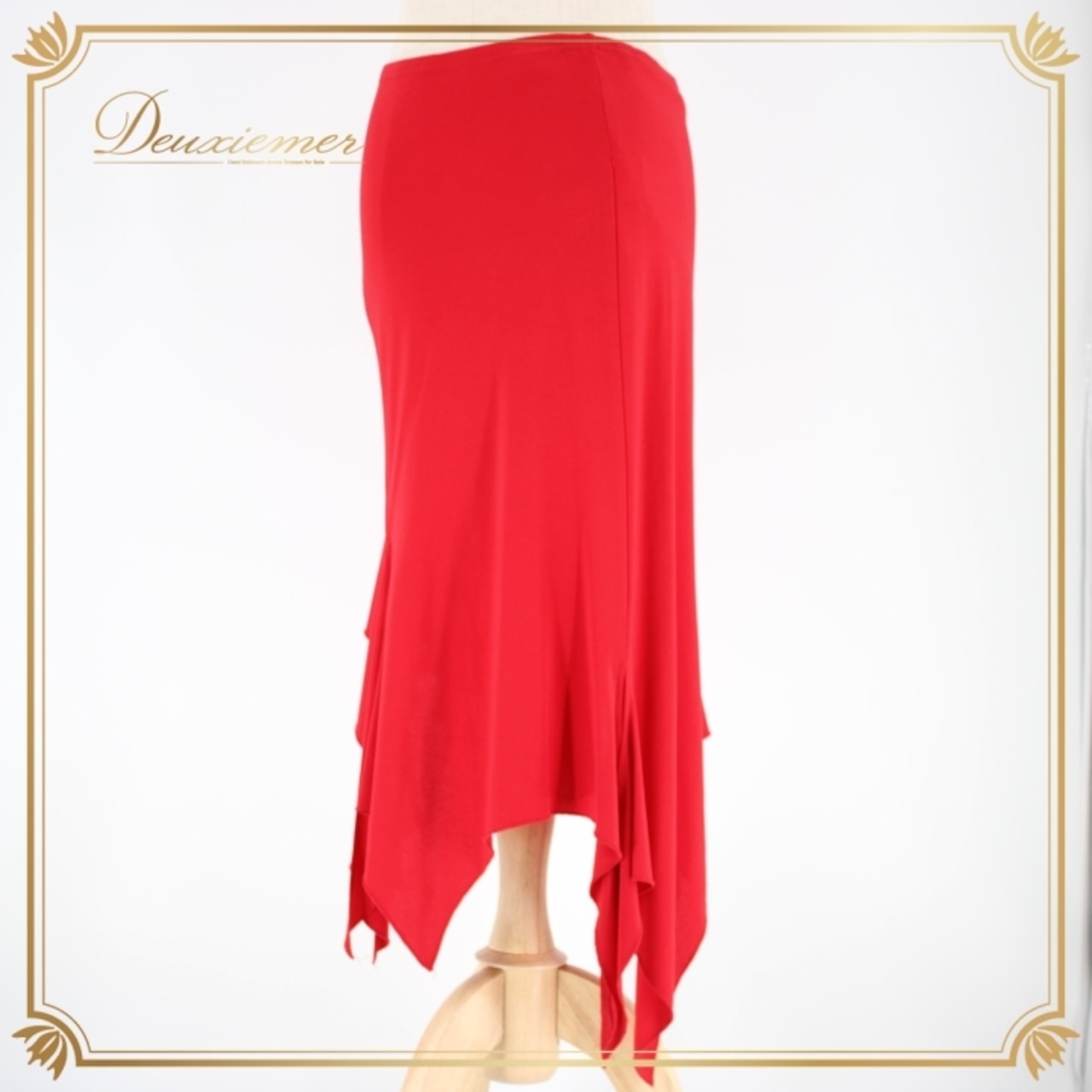 社交ダンス 衣装 スタンダード ラテン スカート レッスンウェア Cuple by T.D.F. TAKA DANCE タカダンス レッド系 赤 派手 スカート 社交ダンス衣装 伸縮性 レディース ダンスウェア フレアスカート インナーパンツ付き Mサイズ ポリエステル ポリウレタン 赤色 フォーマル 練習着 踊りやすい