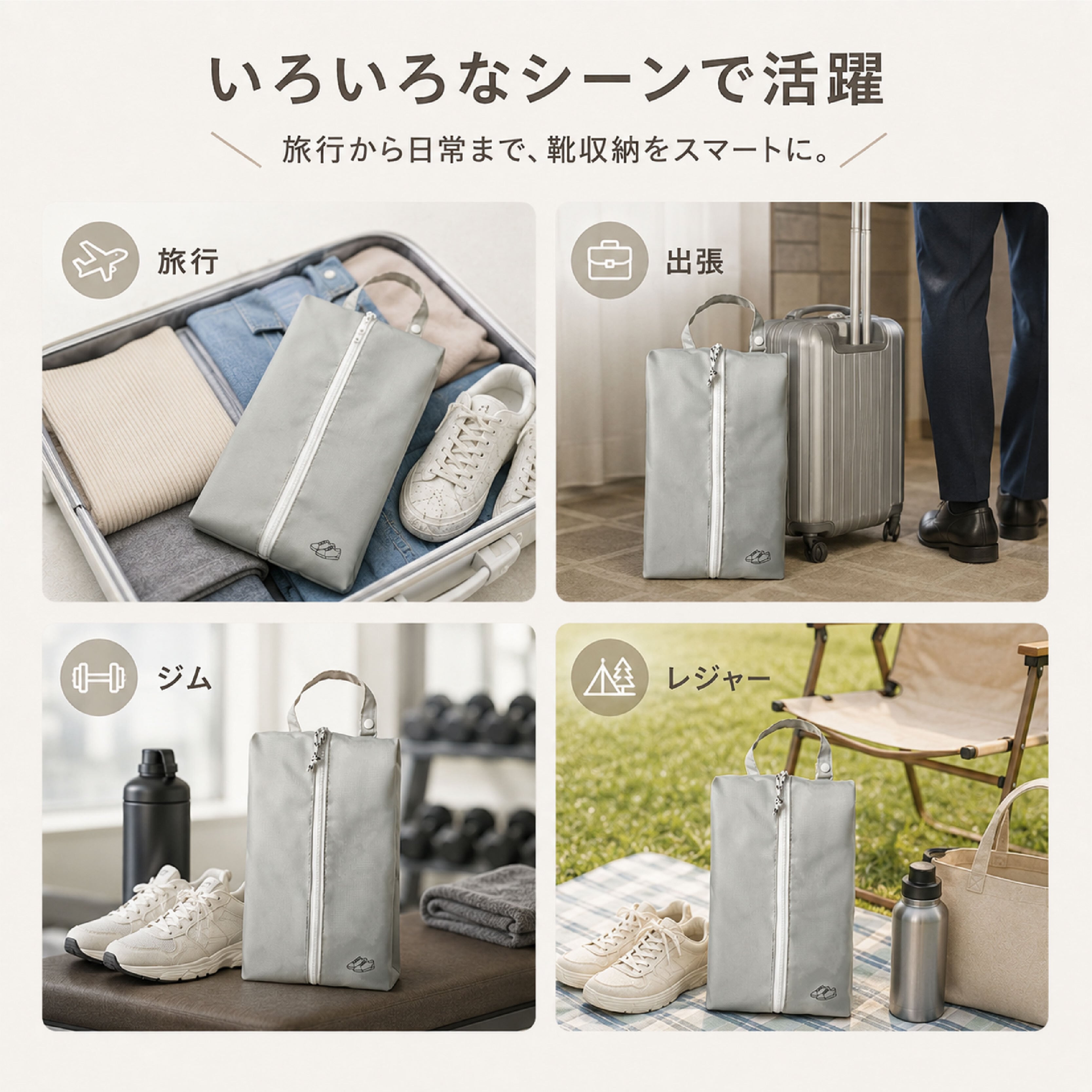 HY 740. シューズバッグ 靴収納バッグ シューズケース 旅行用 靴入れ