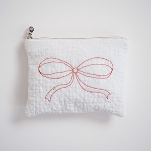 1890s bridal quit pouch / ribbon【049】