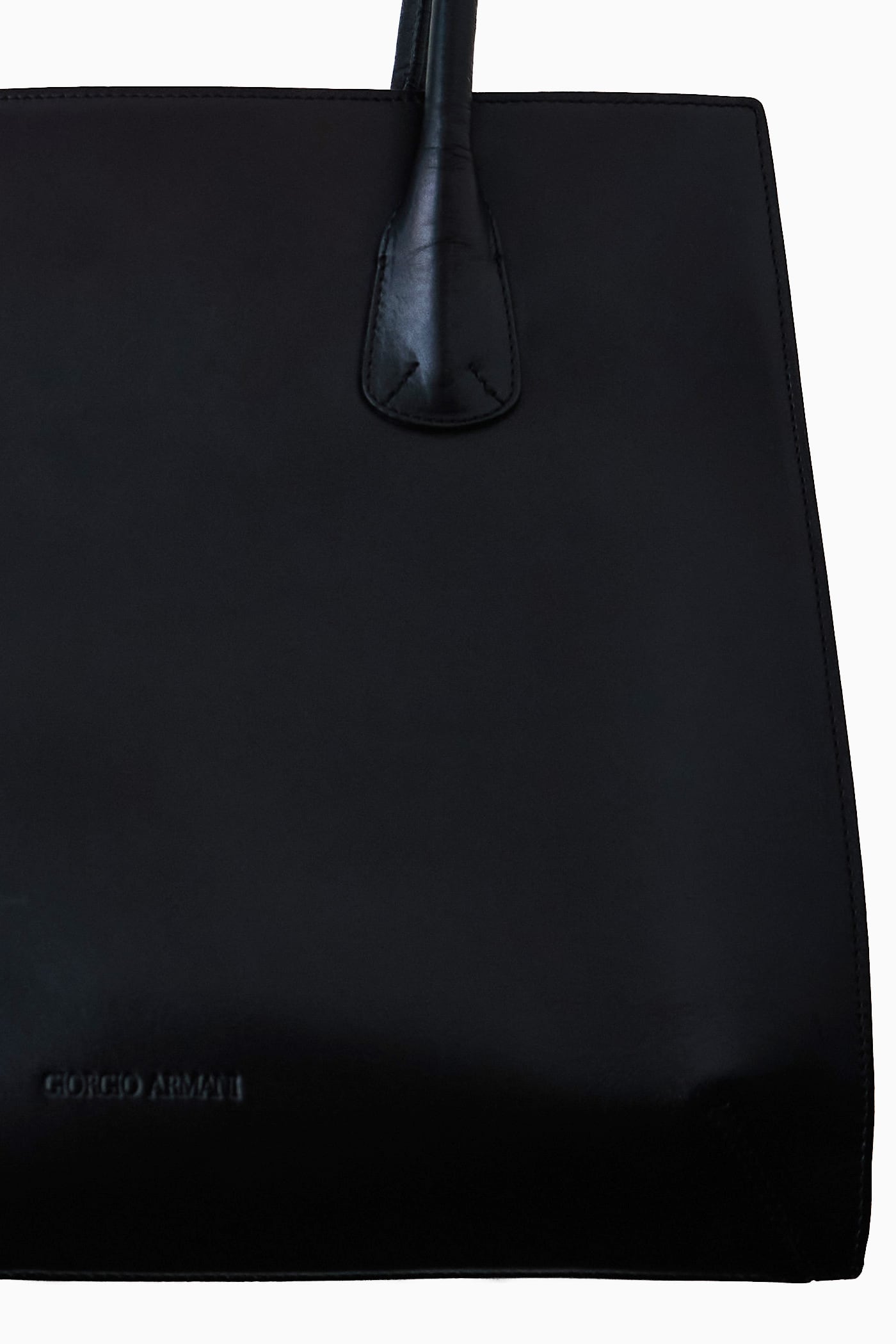 GIORGIO ARMANI BLACK LEATHER HAND BAG | Reben｜デザインという文脈