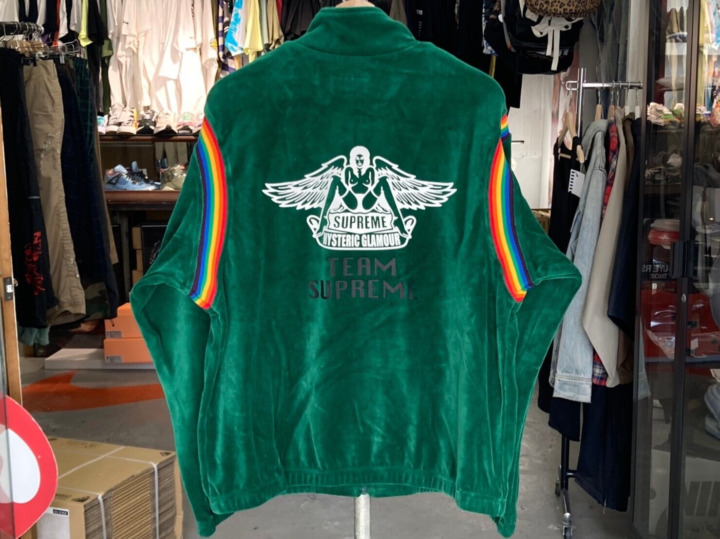 Supreme × HYSTERIC GLAMOUR VELOUR TRACK JACKET GREEN LARGE 43374 ...