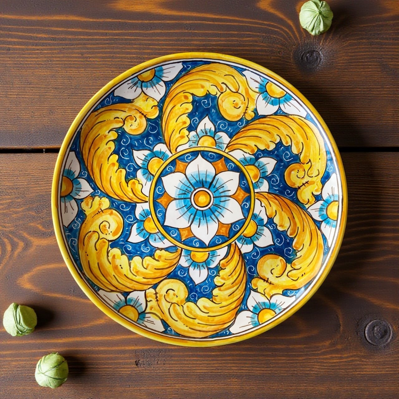 絵皿(L) 26cm GEO038 baroccl Sicilia マヨリカ焼き イタリア陶器