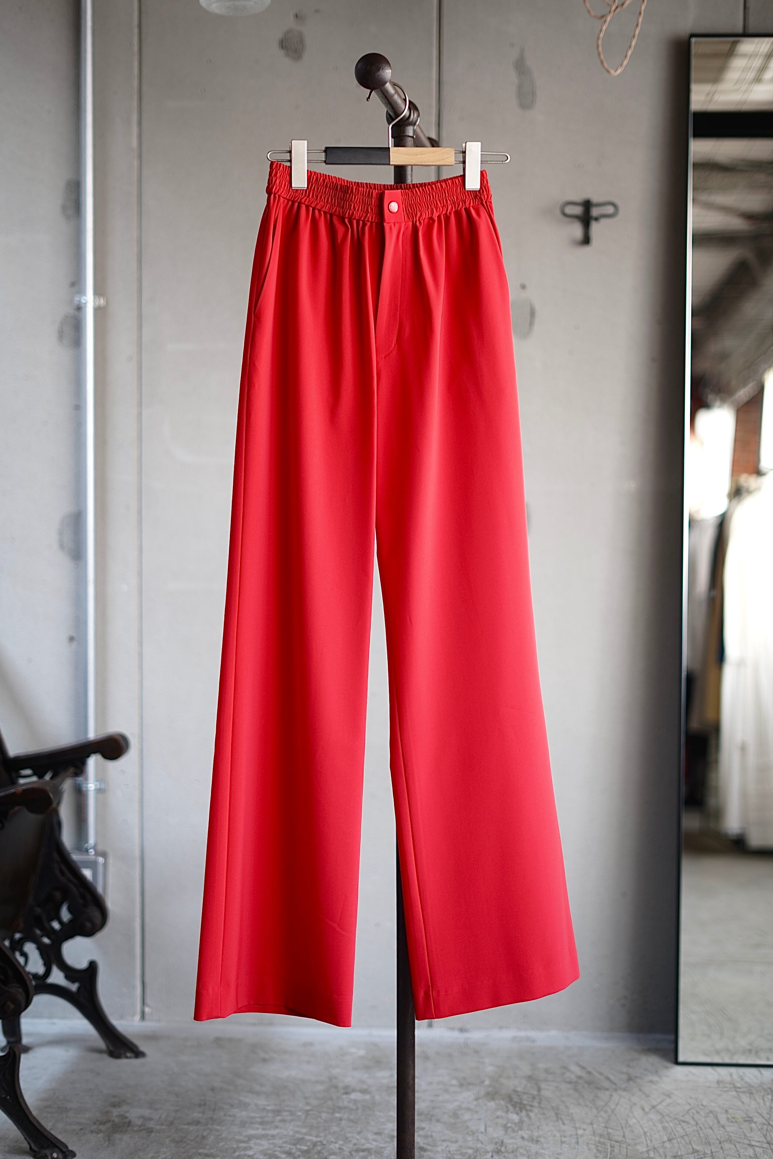 HYKE / STRETCH WIDE LEG PANTS BLACK / BEIGE / NAVY / RED   JUQUI