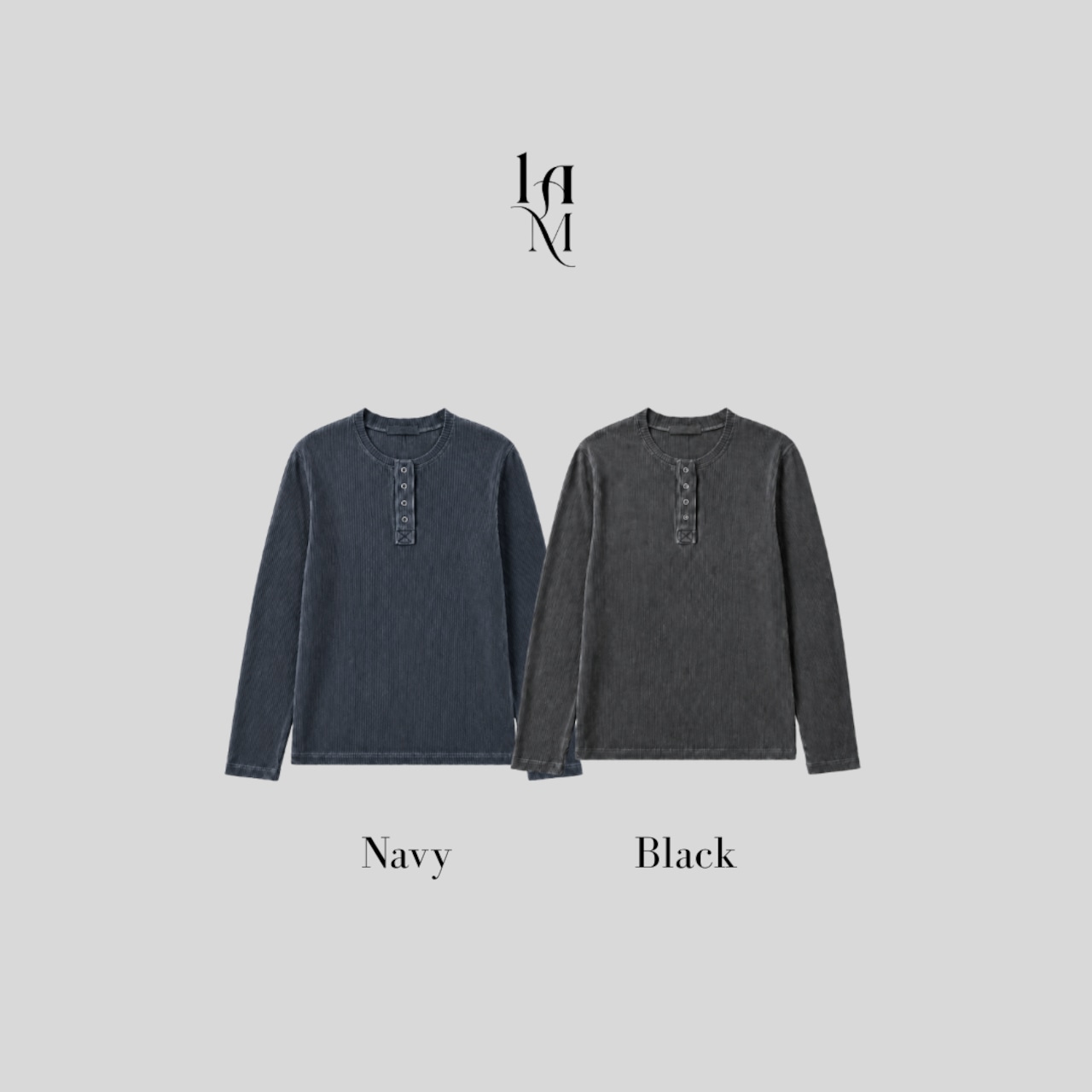 Pigment Ribbed Henley Neck Long Sleeve Knit (2color) - 2