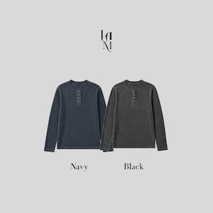 Pigment Ribbed Henley Neck Long Sleeve Knit (2color)
