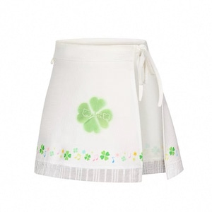 [BETWEENAND] Four-Leaf Clover Overlapping White Mesh Skirt