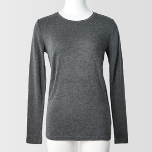 【竹布】 TAKEFU 癒布（ゆふ）長袖ラウンドネック・レディース 深煤竹（みばいちく）