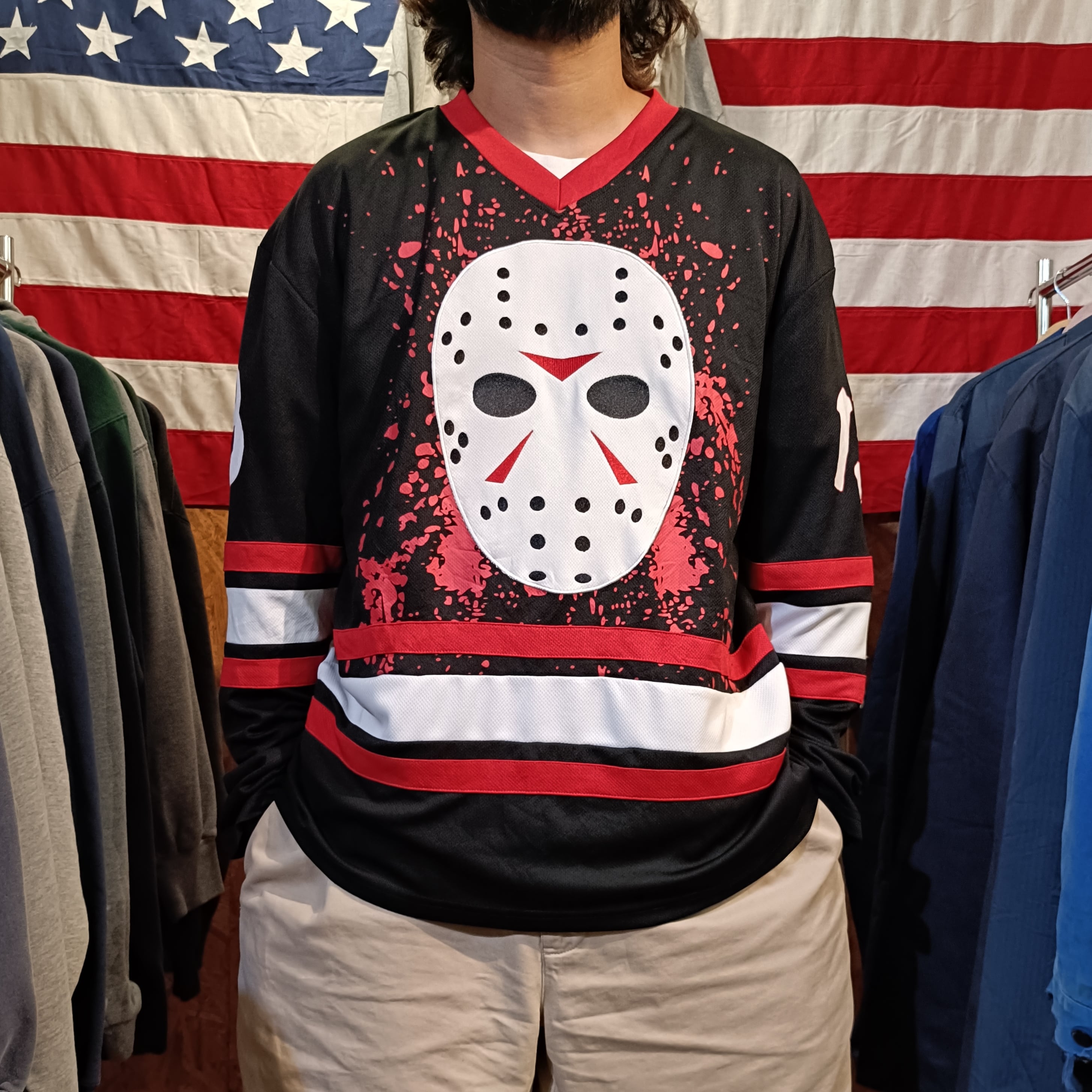 Used 長袖シャツ◆L Friday the 13th ホッケーシャツ◆洋画 コレクション USA古着