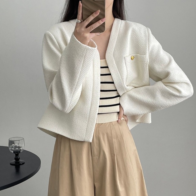 collarless short jacket