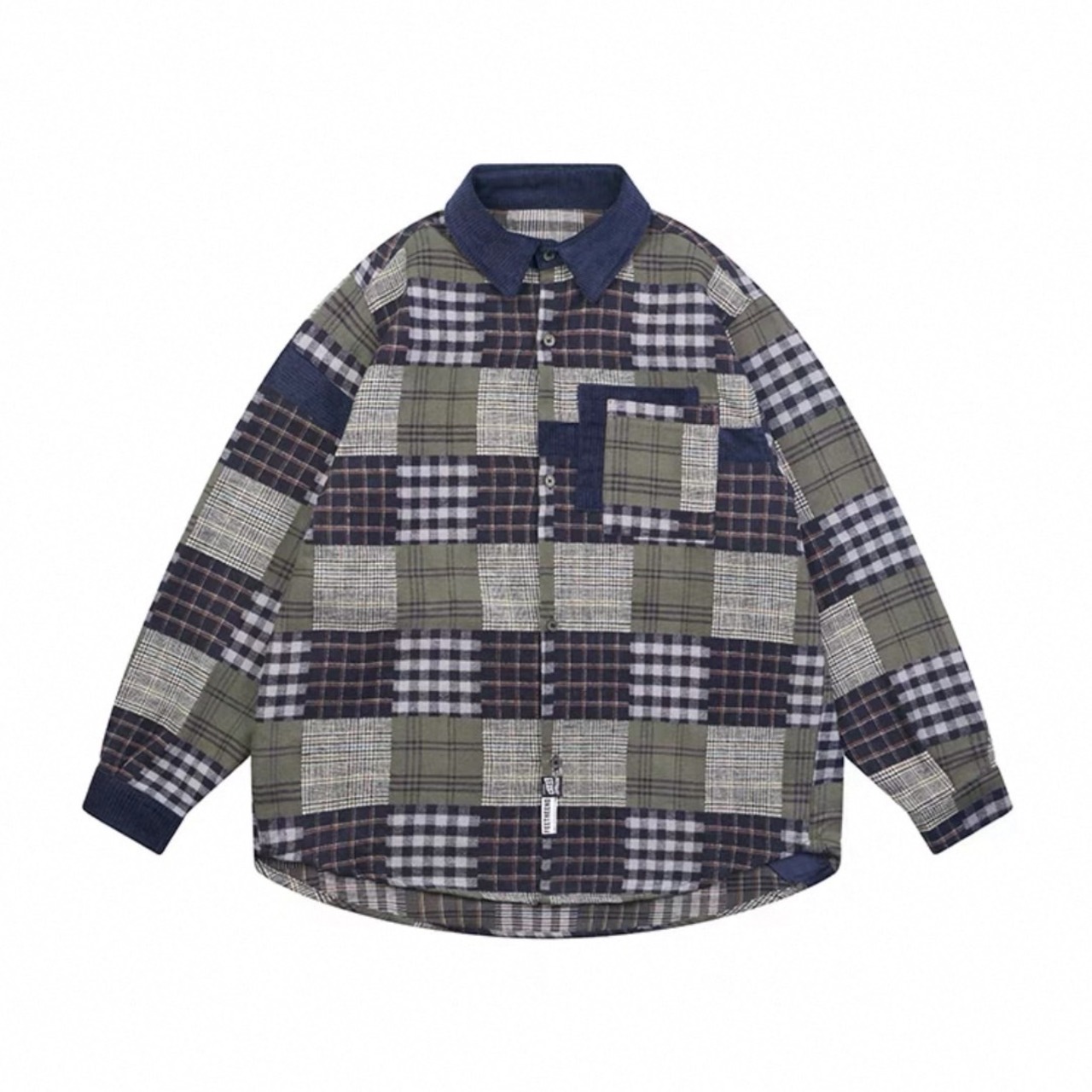 Retro plaid patchwork shirt 0505 - 10