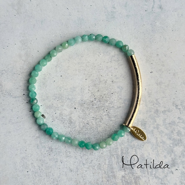 【再販】Tube & stone bracelet（エメラルド）
