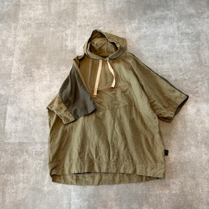 linen hoodie khaki 2tone
