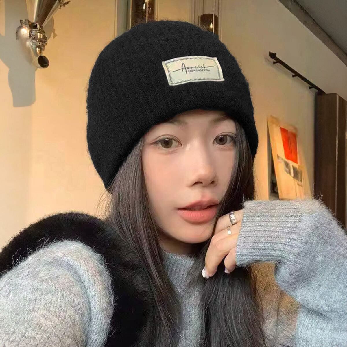 ニット帽 帽子 レディース 秋冬 防寒 保温 韓国 キャップ おしゃれ シンプル 大人 カジュアル ロゴキャップ アウトドア 柔らかい 大人可愛い