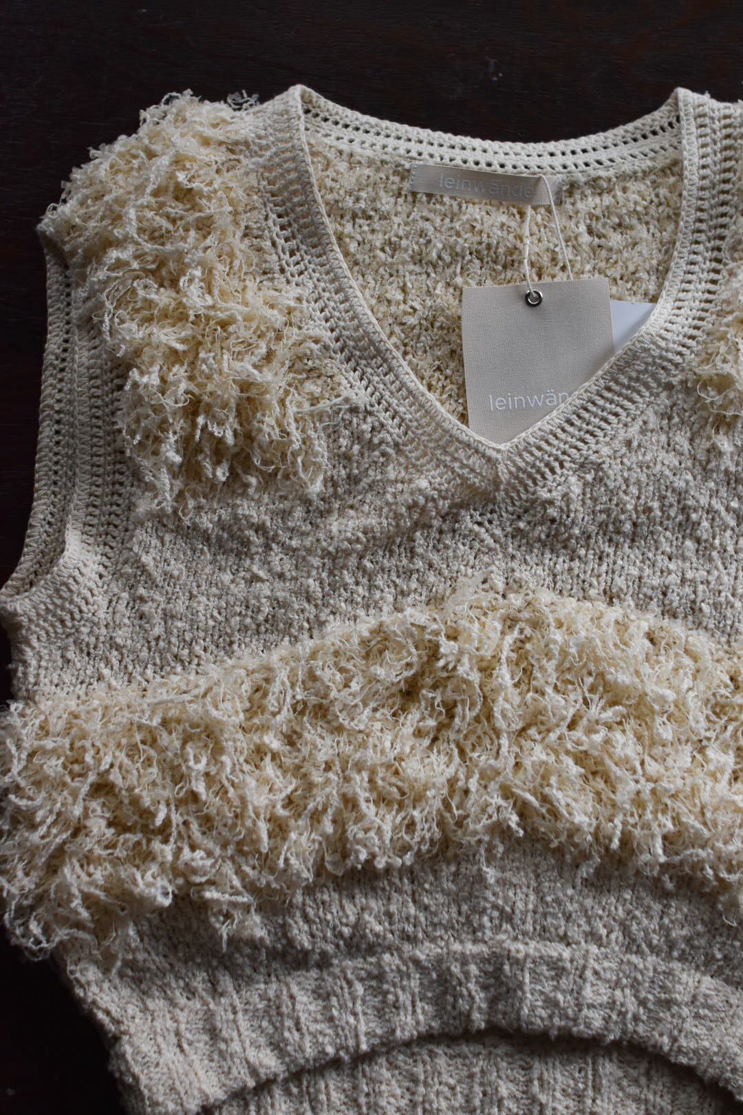 tweed fringe top ホワイト-