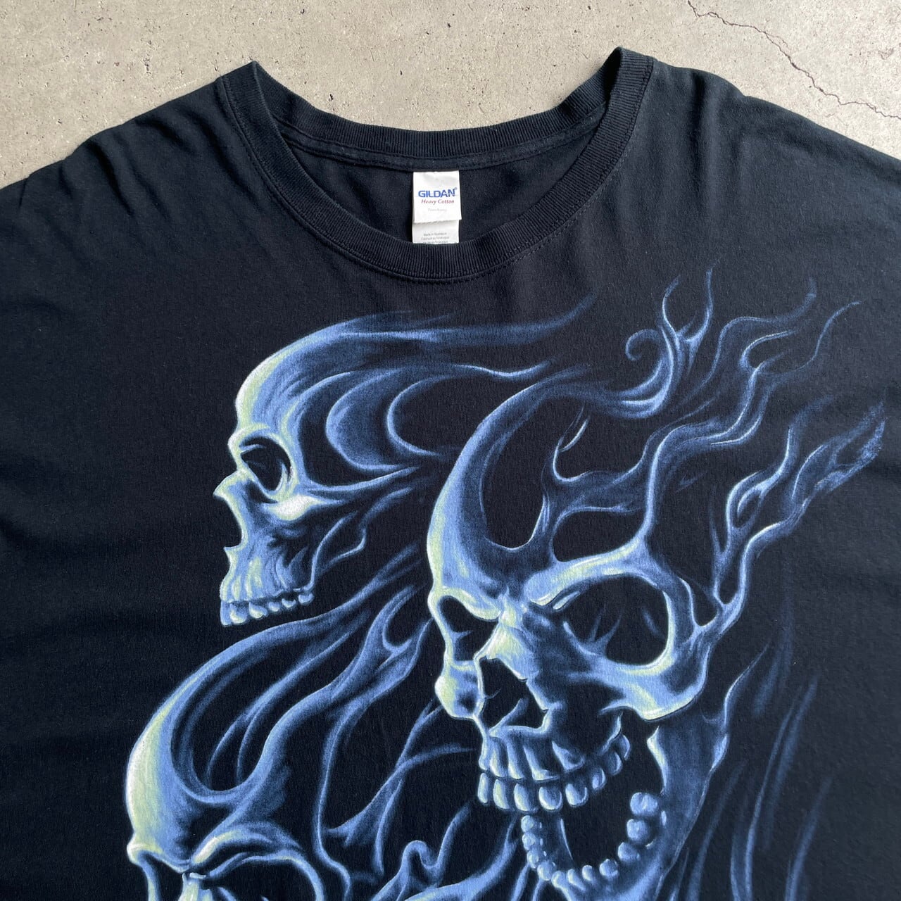 ビッグサイズ スカル プリント Tシャツ メンズ3XL 古着 ドクロ