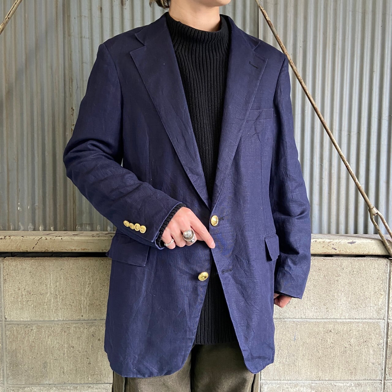 90年代 USA製 Polo by Ralph Lauren テーラードジャケット 紺ブレ 