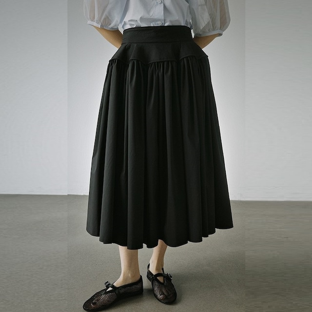 High-Waisted Pleats Long スカート [26010472]