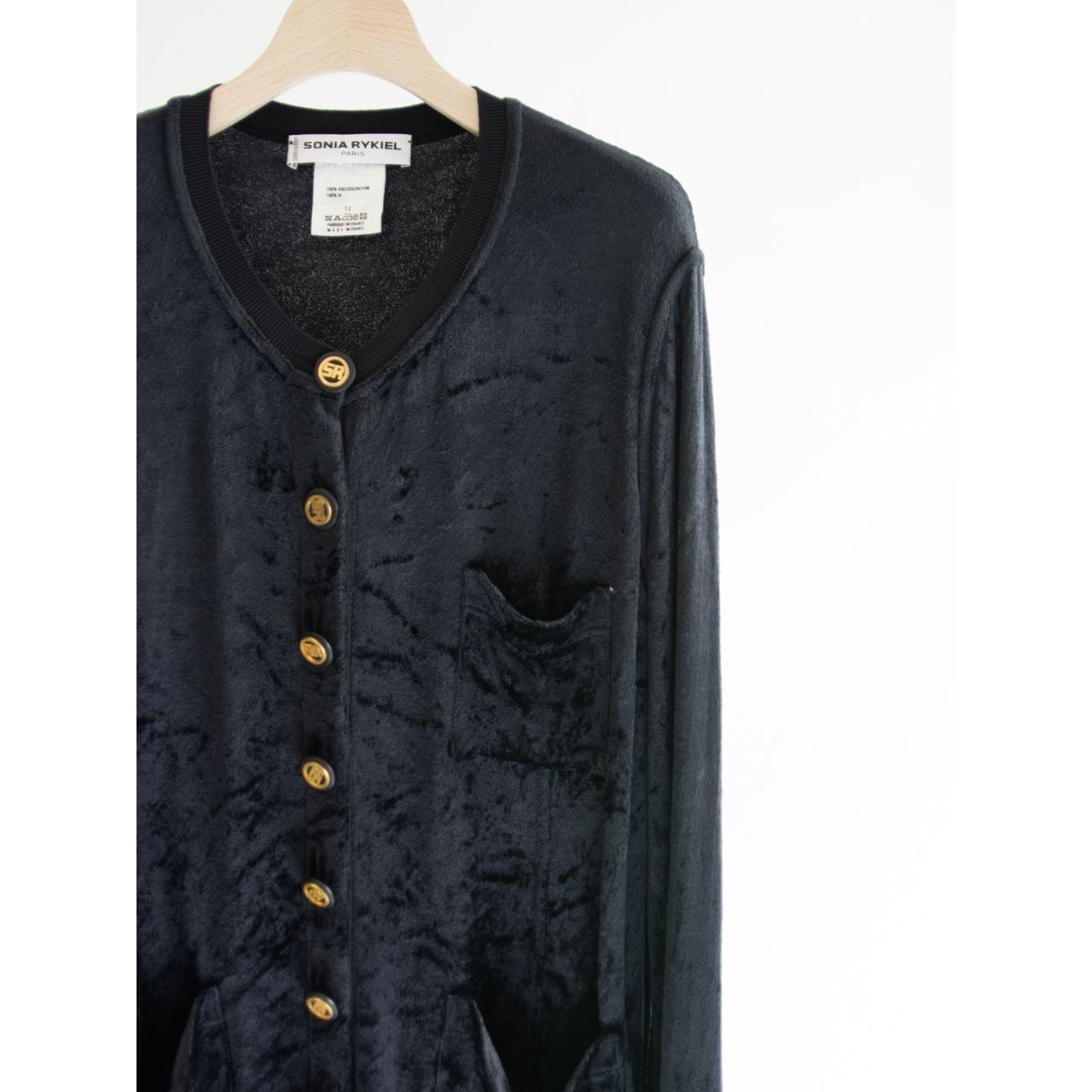 SONIA RYKIEL】Made in France 100% viscose velour cardigan（ソニア