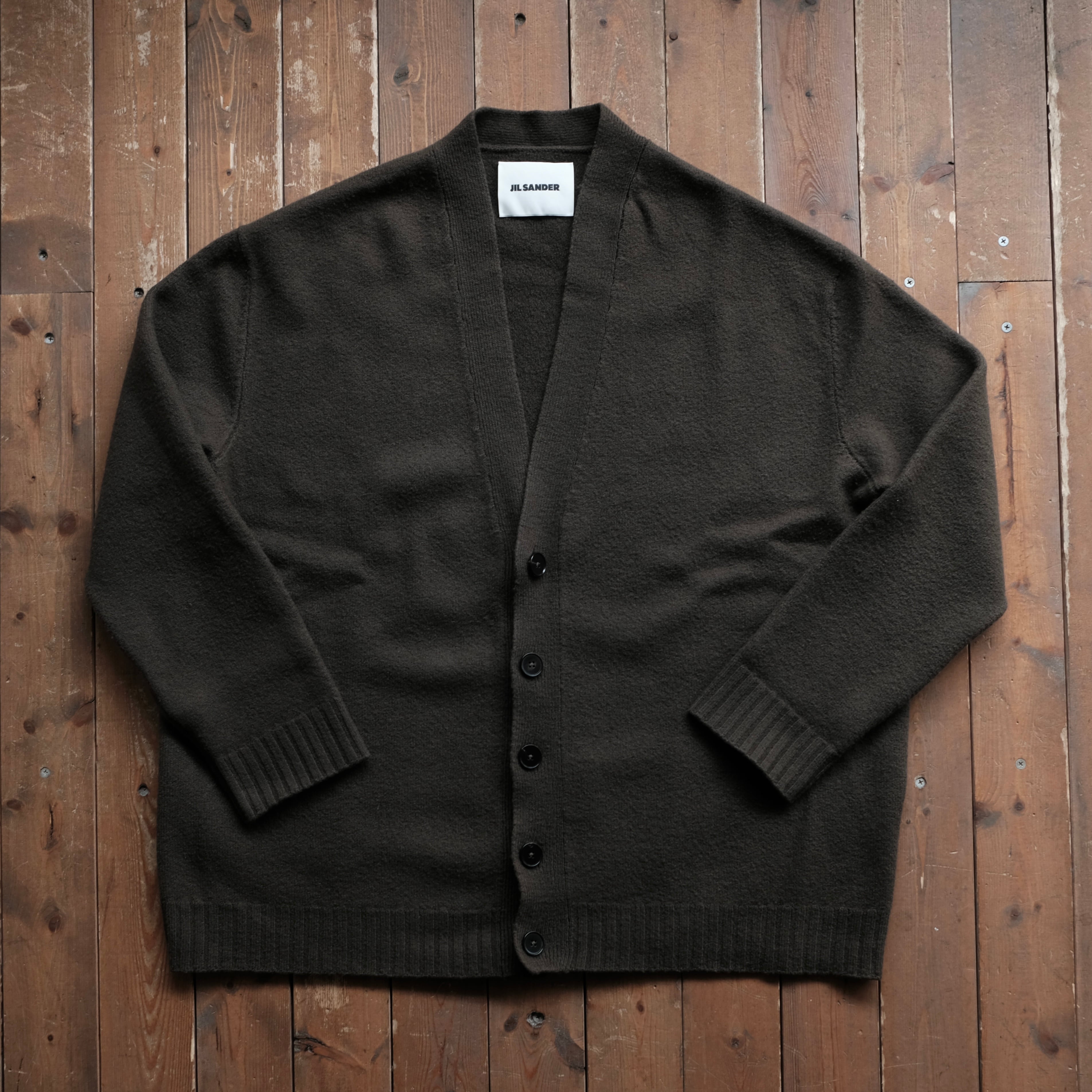 JIL SANDER MERINO BOILED WOOL CARDIGAN 46 | safarionline