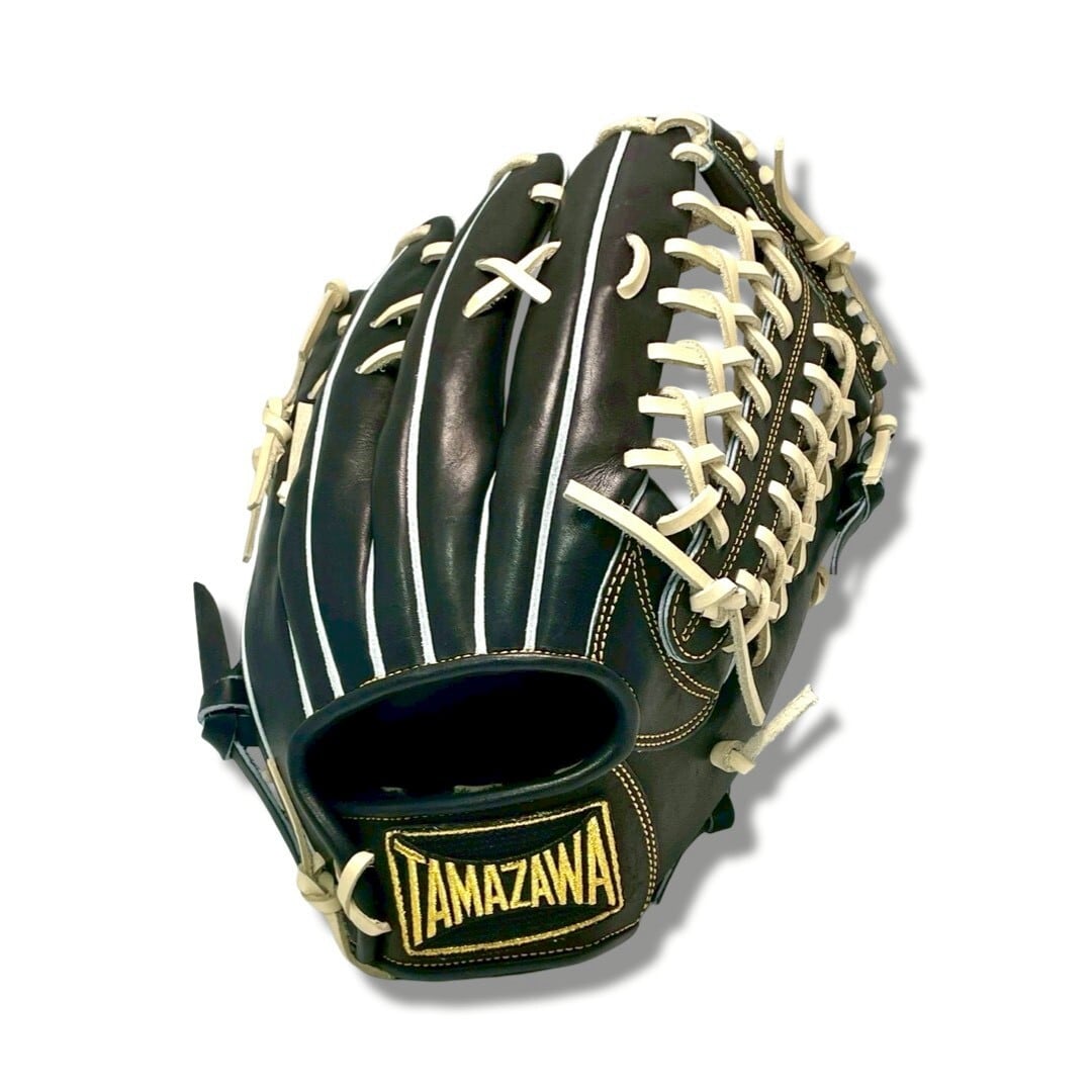 【硬式】玉澤 外野手用グローブ TUG-57DX型 トルネードウェブ(本体:ブラック 紐:キャメル)|タマザワ_03